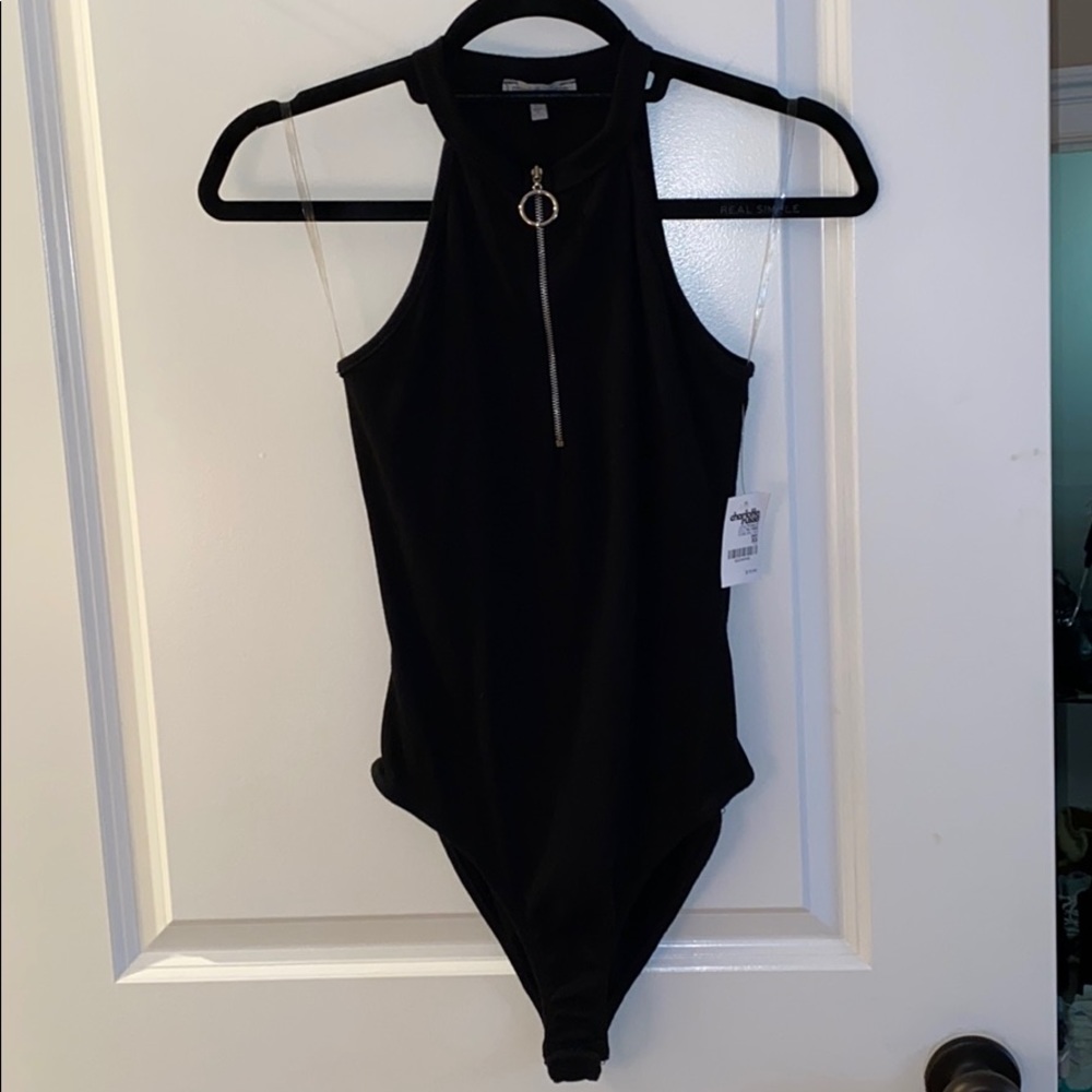 Black Zip Up Bodysuit